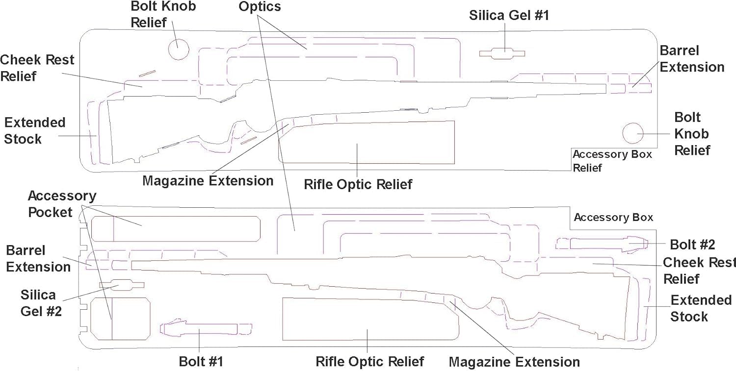 Case Club 2 Hunting Rifle Waterproof Case Pre-Cut with Small Clear Box and Silica Gel to Help Prevent Rust