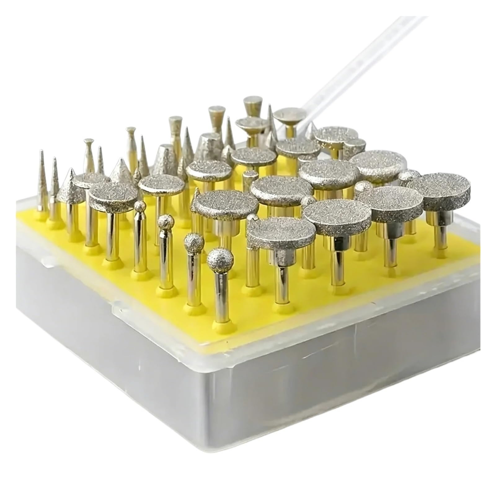 50pcs 1/8" (3mm) Diamond Burr Set, Coated Rotary Tool Bits for Engraving, Grinding, Polishing Stone, Jewelry, Glass & Ceramics