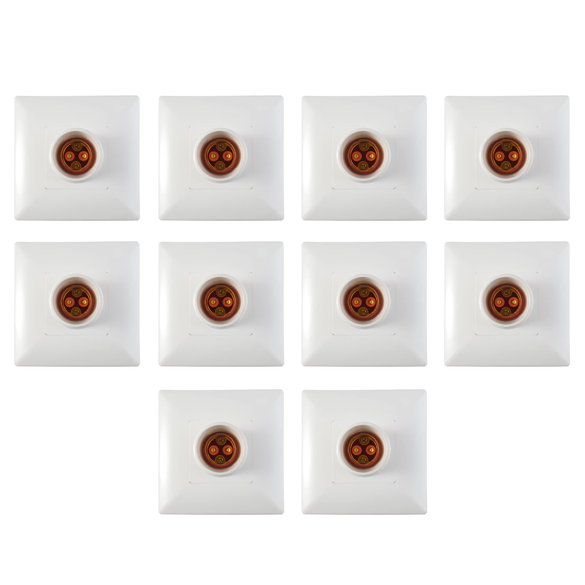 Modular Plate Straight Bulb Holder for Wall, B22 Batten Lamp Holder for Led/Electric Bulb for Home White with Screws (Pack of 10)-image-36