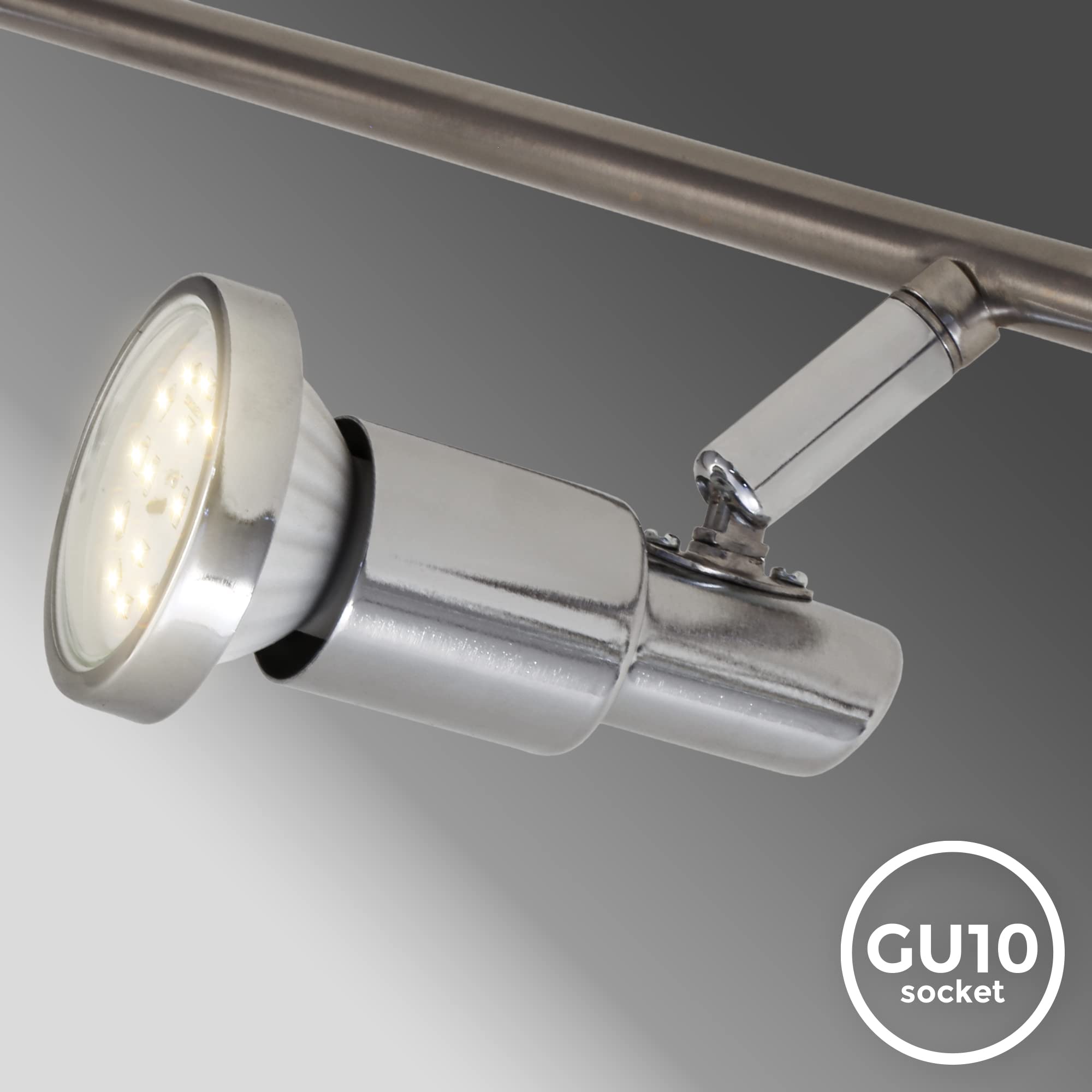 B.K.Licht faretti da soffitto orientabili, include 6 lampadine GU10 da 5W 400Lm, luce calda 3000K plafoniera LED moderno in metallo, lampada da soffitto per cucina o camera da letto 230V IP20