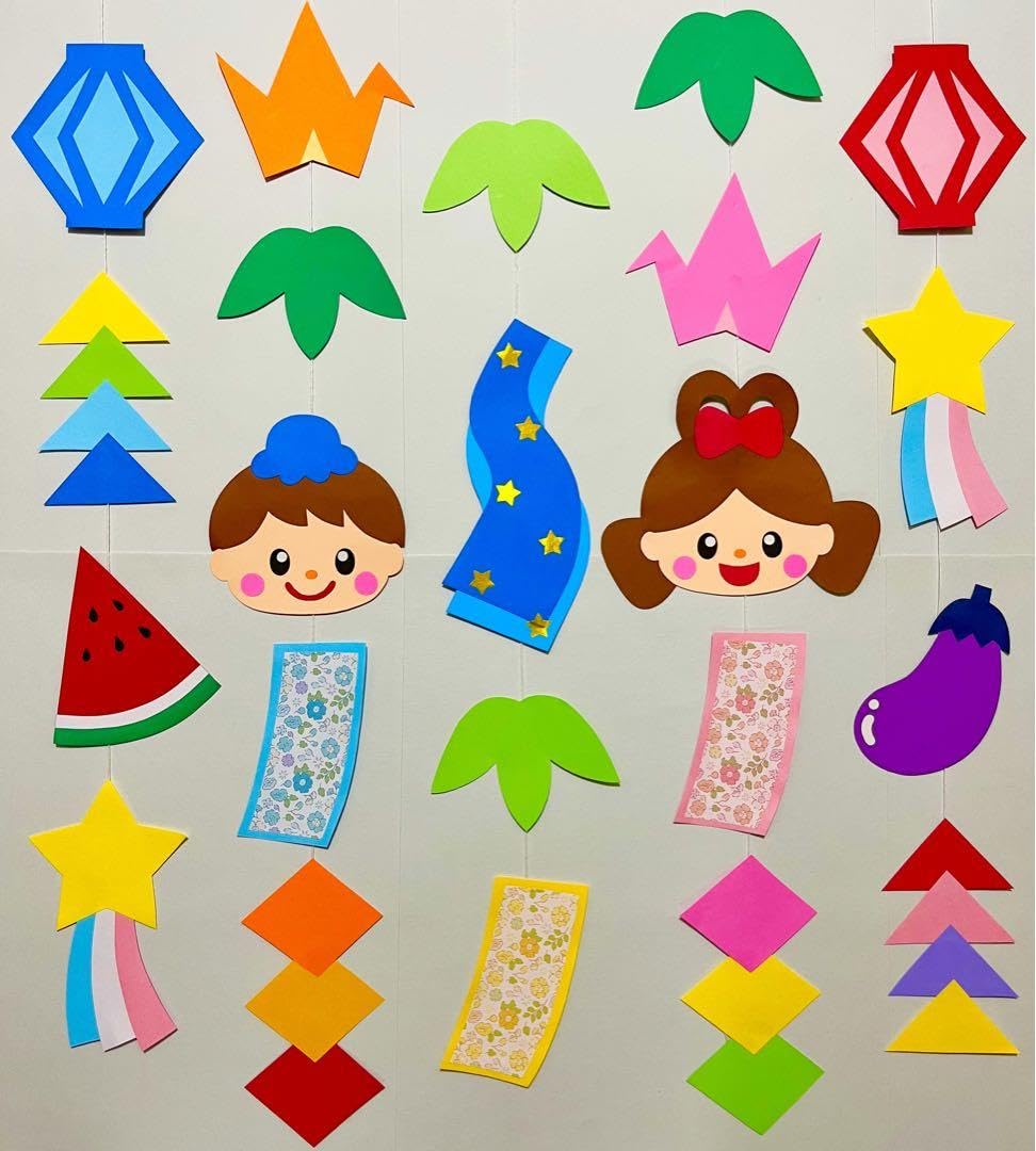 Amazon.co.jp: 壁面飾り 七夕 7月 吊るし飾り ガーランド : おもちゃ