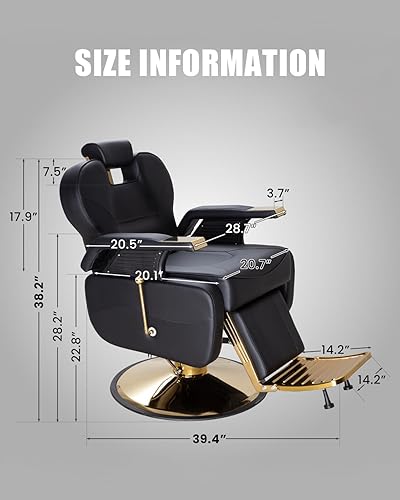 Miniatura 2 de Silla de peluquería para estilista, sillas reclinables con bomba hidráulica resistente, silla de estilo para peluquería, spa, salón, estudio en casa