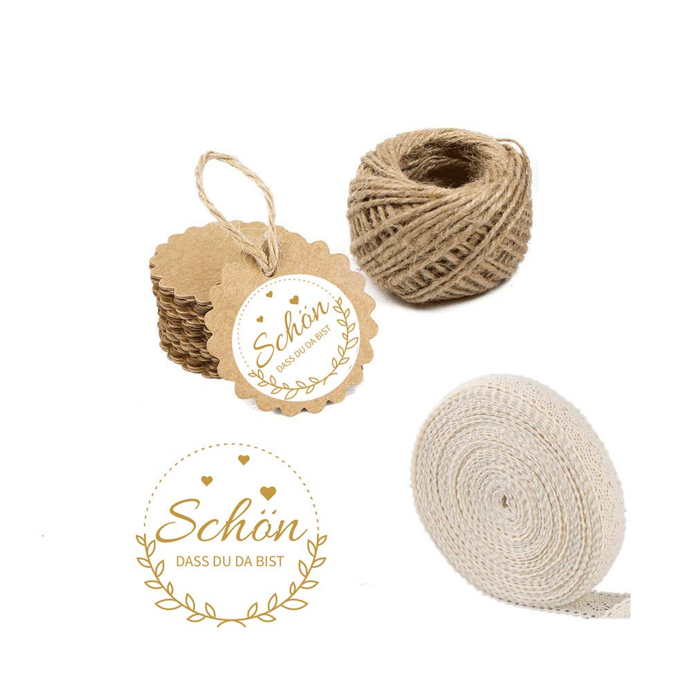 72 Adesivi Rotondi Con Scritta Tedesca 'Schön Dass Du Da Bist' – Etichette Vintage Rosse Con Rami Per Matrimoni, Regali Ospiti, Decorazione Tavolo, Inviti Fai-da-te