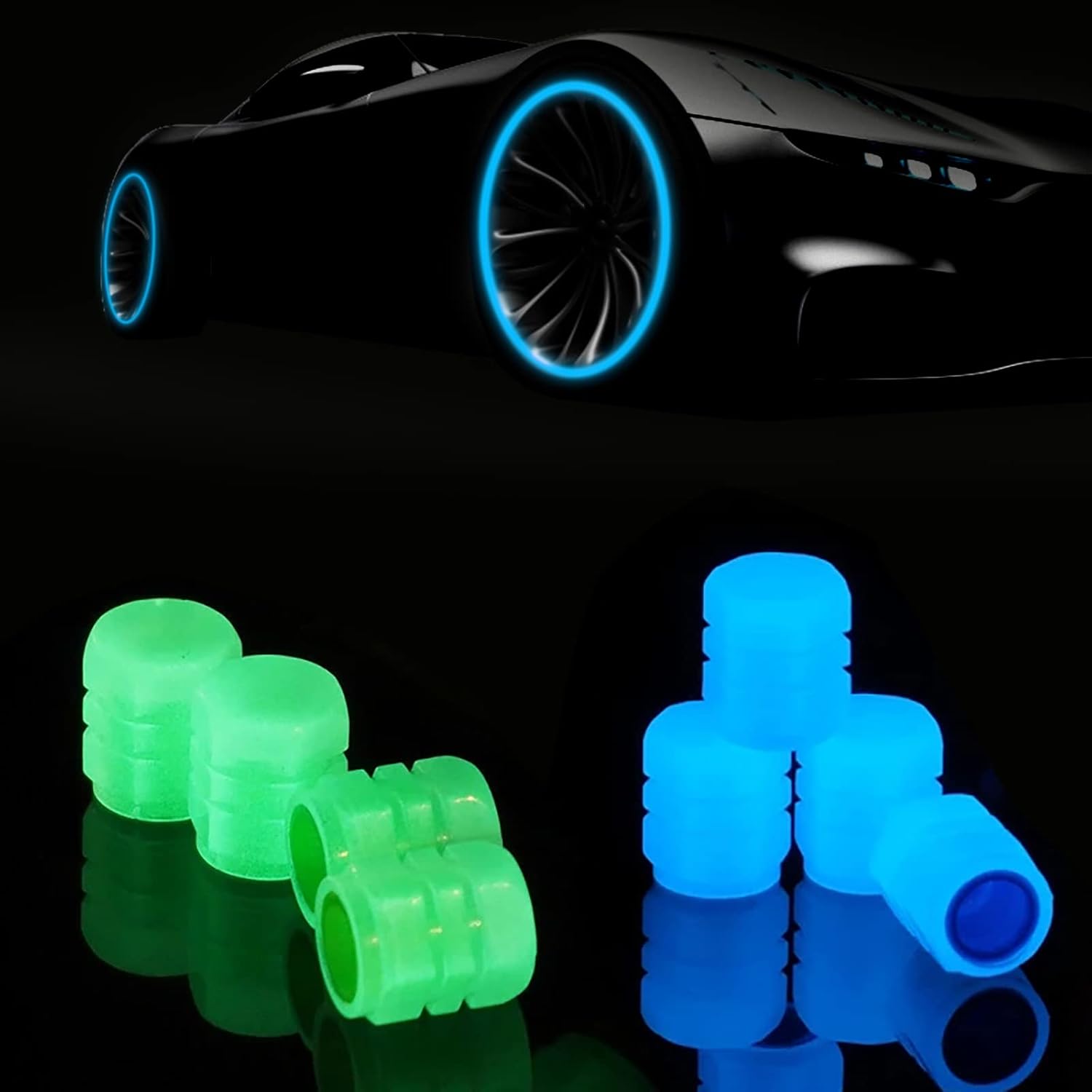 20x Dust Caps,Tyre Valve Caps Universal Dust Caps for Car Tyres Fluorescent Tyre Valve Stem Caps