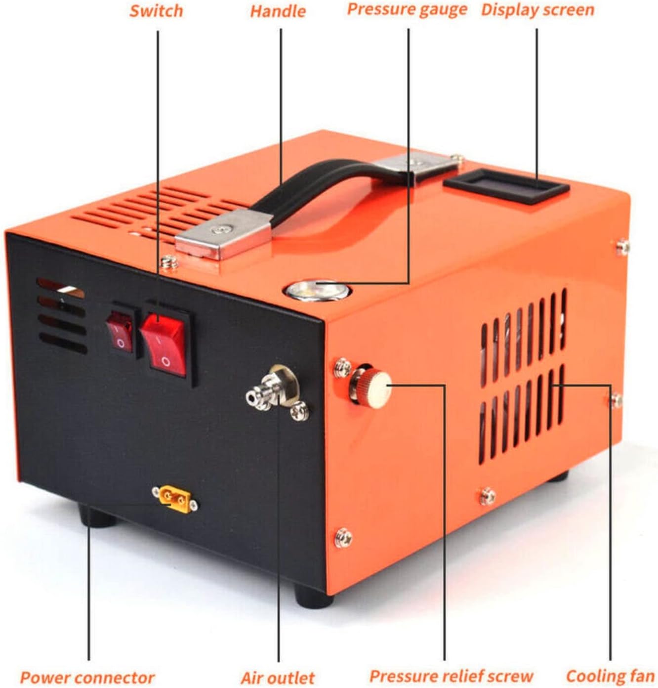 Air Compressor Pump 4500PSI 300BAR 30MPa DC 12V Pump for Diving, Outdoor, Fire Fighting etc.
