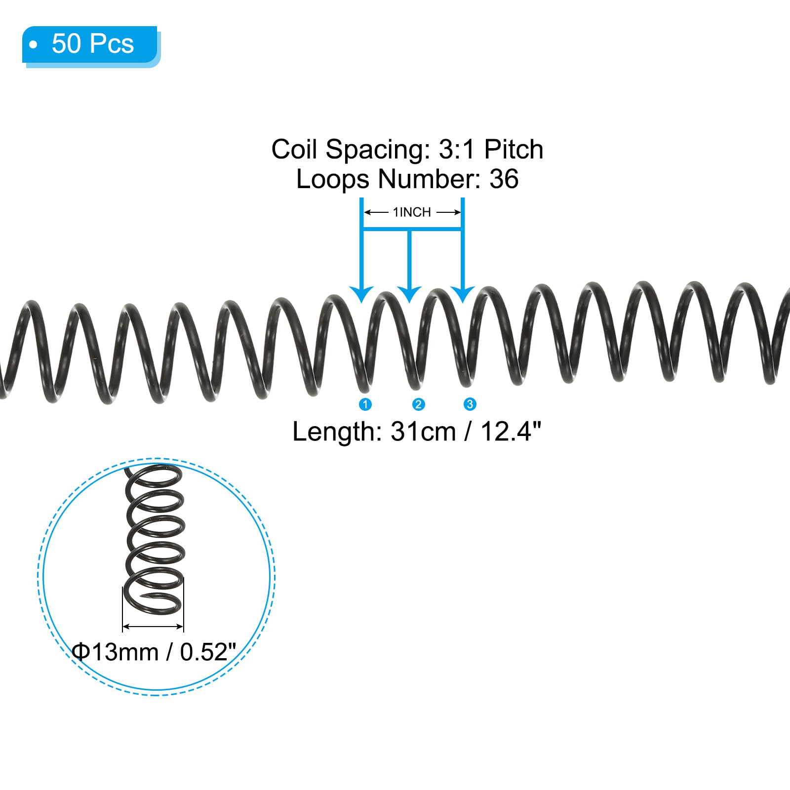 PATIKIL 13mm(1/2") Plastic Spiral Binding Coils - Image 2