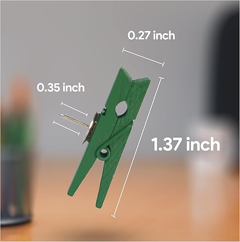 Miniatura 2 de 100 alfileres de empuje con clip de madera para decoración de aula, clips coloridos con pines resistentes para tablón de anuncios y tableros de