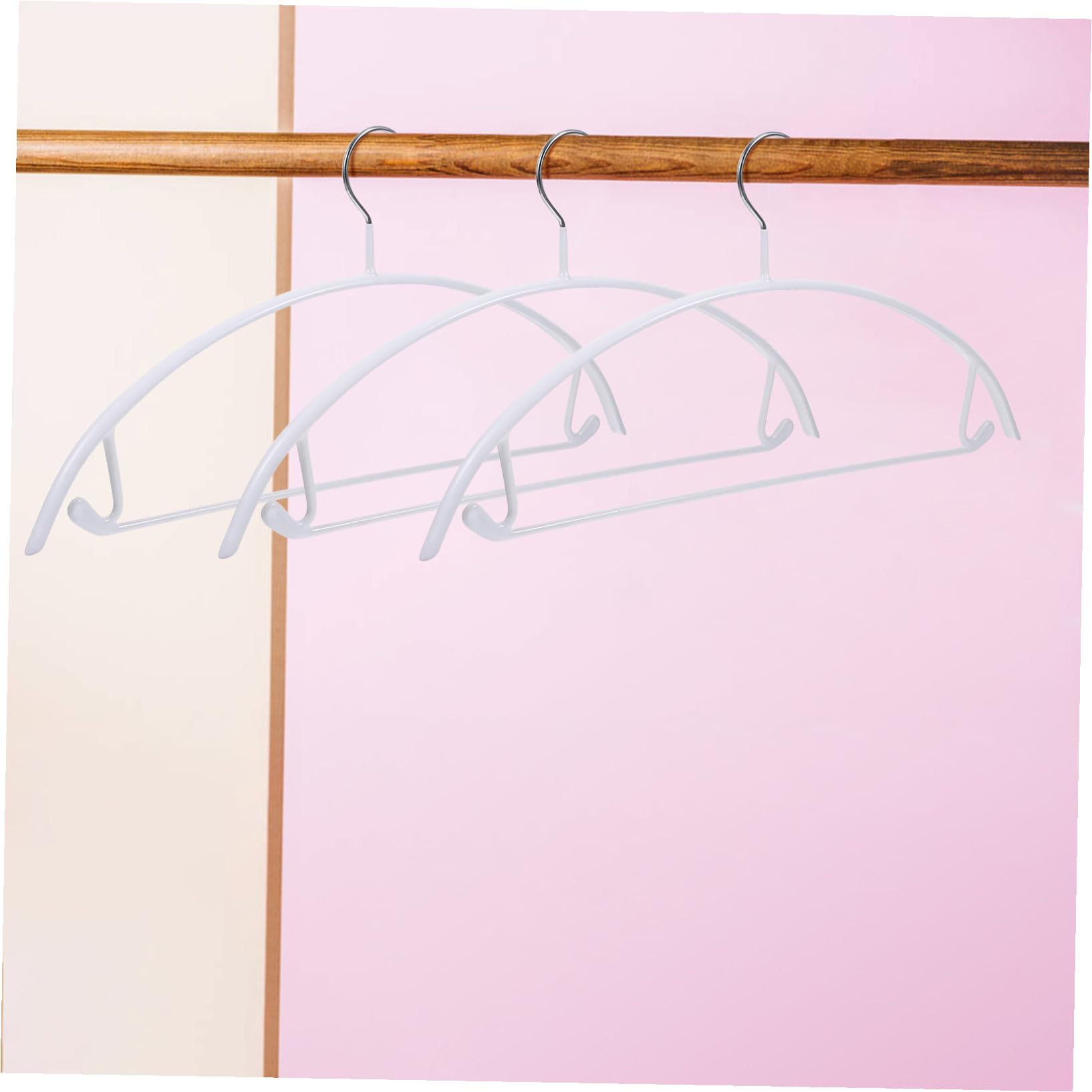 Grucce in Pvc Semicircolari, Set 10 Pezzi, Bianco, 8 Kg | Ferro Rivestito in Pvc, Antiscivolo, Ganci alle Estremità, per Gonne e Cappotti