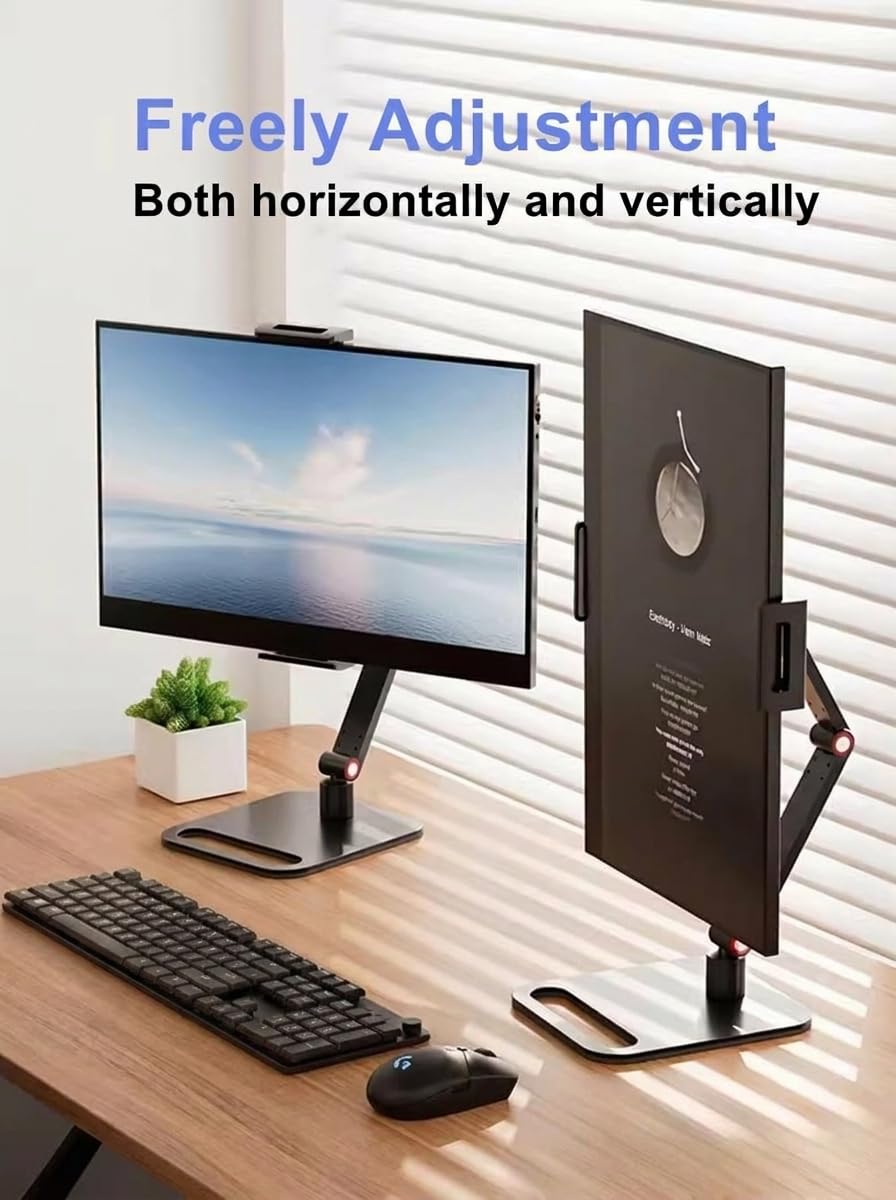 Support de moniteur portable pour écran de 12 à 17,3 pouces, support en métal de 40,6 cm, base d'affichage extensible universelle, support de tablette de 32,8 cm, support réglable pour