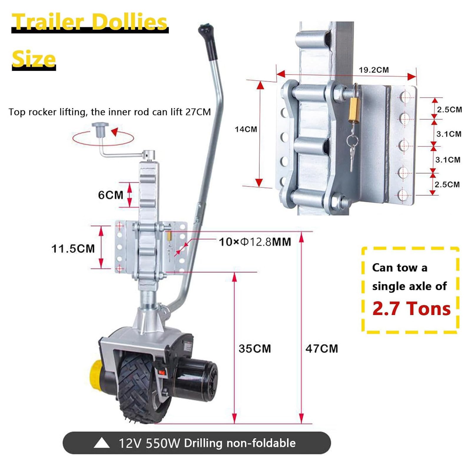 Electric Trailer Mover - Sistema de maniobra automático de ruedas de caravana para remolques, barcos y remolques de caballos
