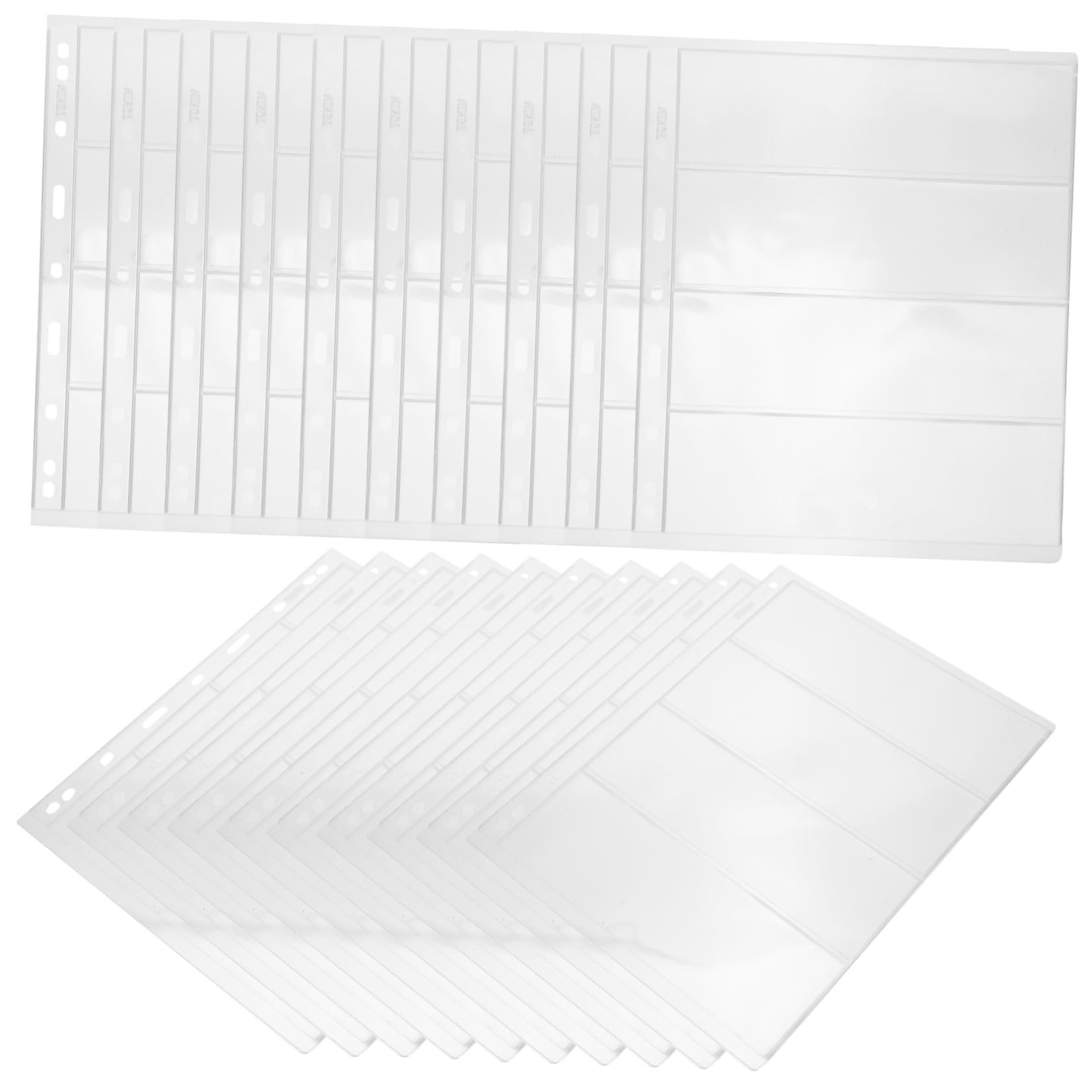 Album per Banconote da Collezione 20 Fogli Pvc per Raccoglitore | Pagine Trasparenti a 4 File, Formato Standard 9 Fori, per Archiviazione e Ordine delle Collezioni