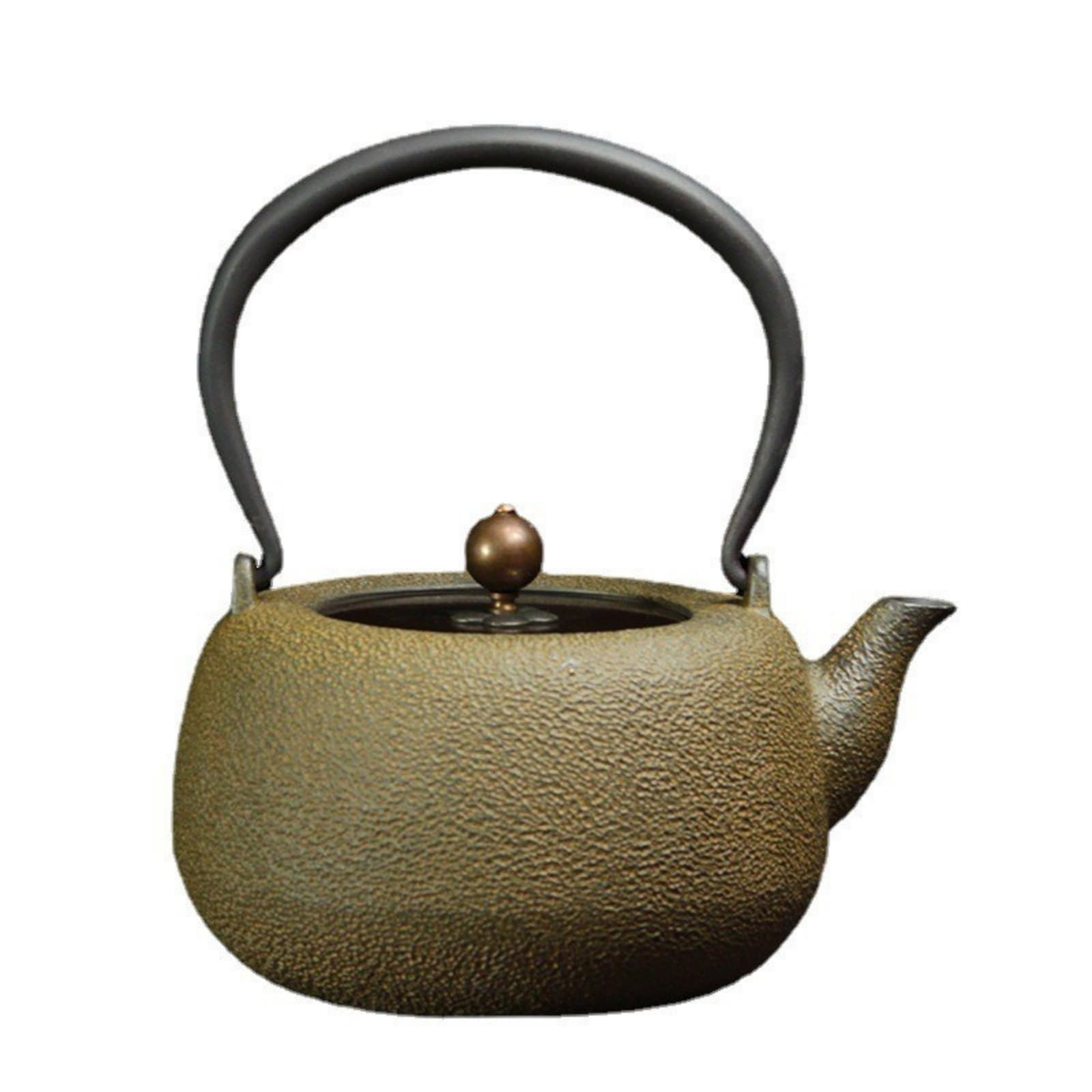 Colcolo Tetera de Hierro Fundido Tetera Hervidor Jarra con Calentamiento Uniforme y Agarre Cómodo Adecuada para Té de Servicio, 1300ml, Sin Revestimiento