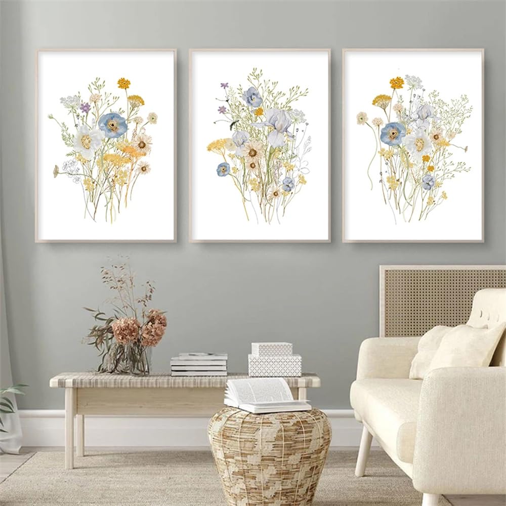 WUHBCZ Wall Posters-Watercolor Abstract Wildflower Floral Botanical Posters Boho Wall Art Canvas Painting Modern Pictures for Living Kitchen Bedroom Home Decoration-40 * 60cm/3PCS (No Frame)