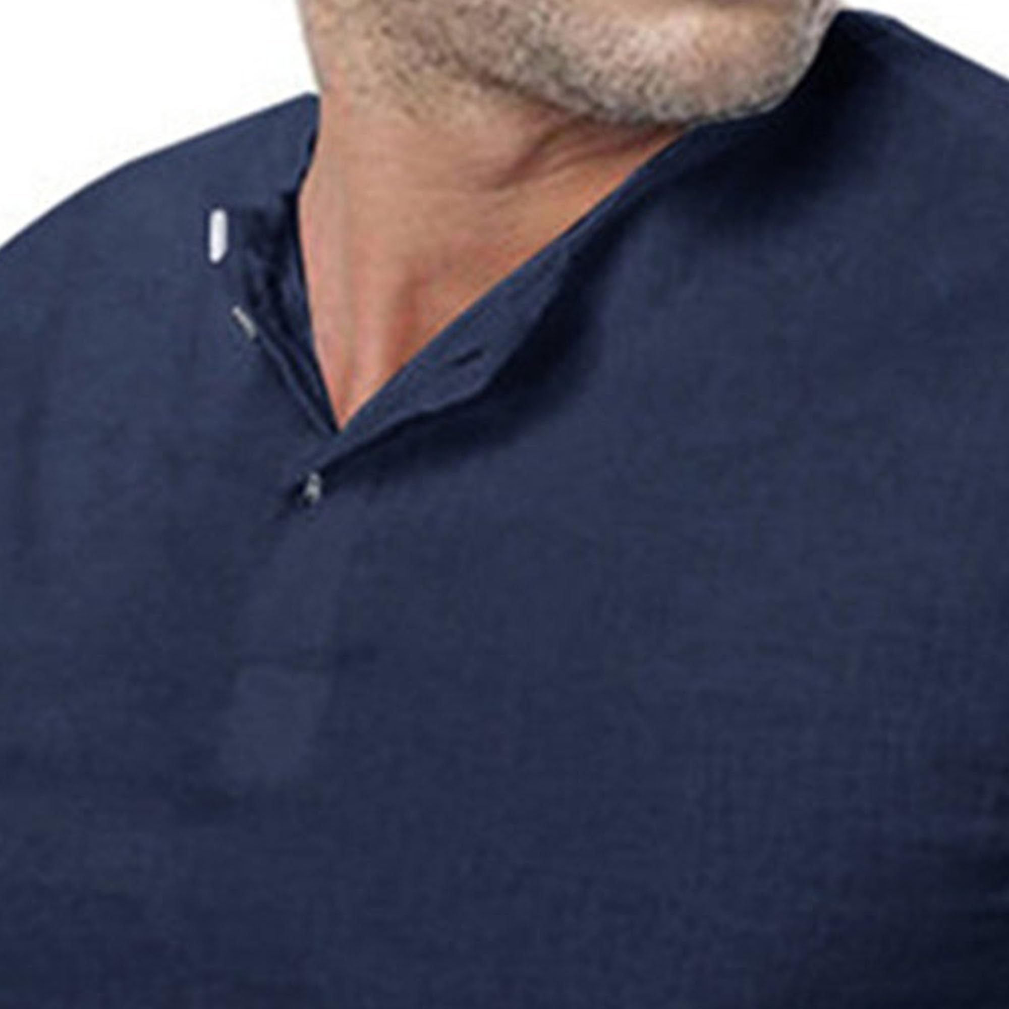 JEKE-DG Mens Cotton Linen Henley Shirts Casual Long Sleeve Summer Beach Shirt Lightweight Hippie Button Down T-Shirt (Large,Navy Blue 2)