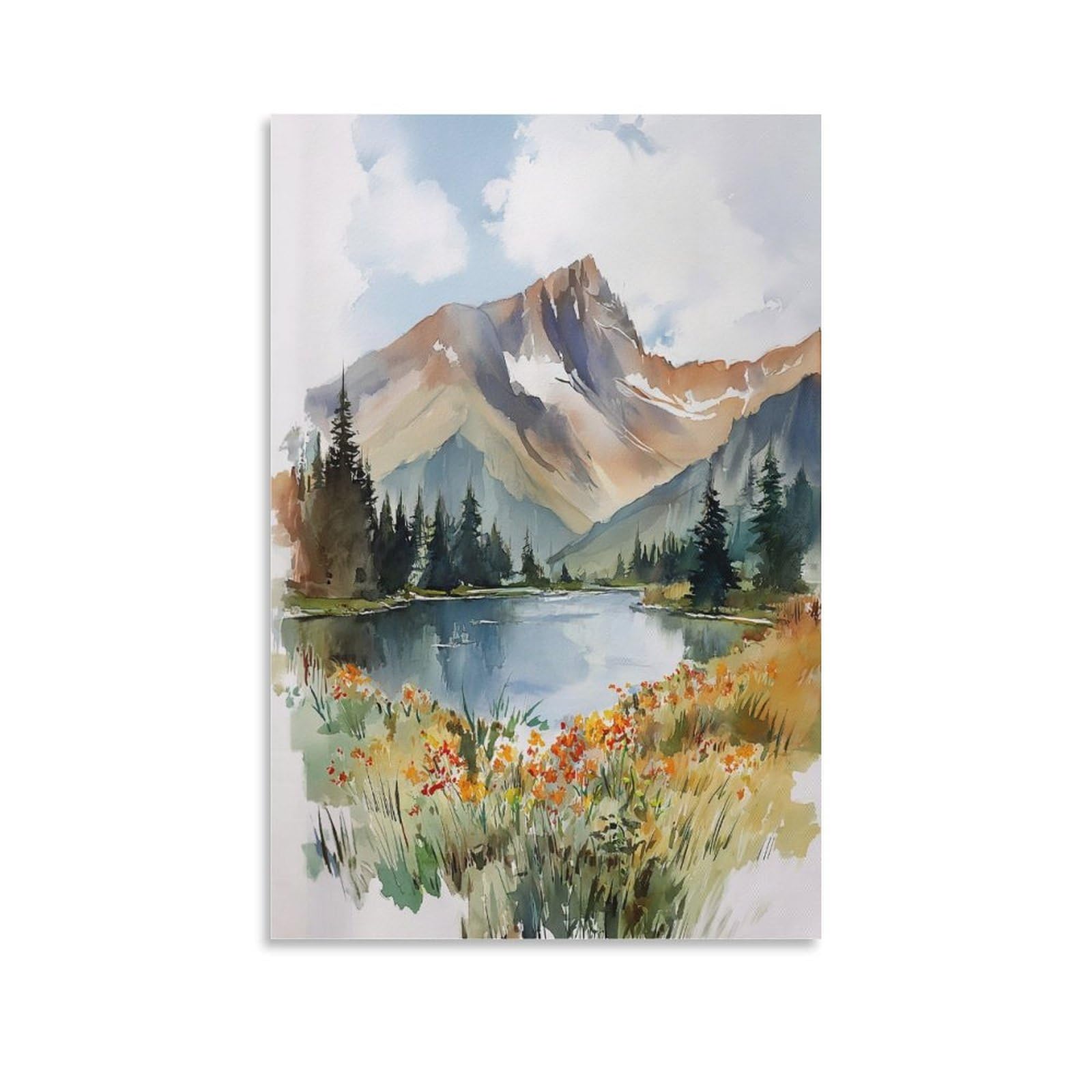 XWYMXZ Banff Watercolor Painting Canadian Rocky Mountain Poster Lake 20x30inch(50x75cm) Vintage Watercolor Canvas Art