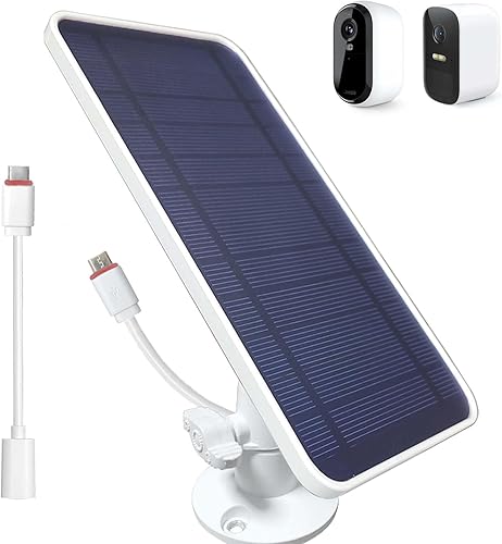 DIANMU Cargador de panel solar para cámara Arlo Essential 2K para exteriores (2 generación), EufyCam 2C Pro2C3C, con cable USB C y micro USB de 13