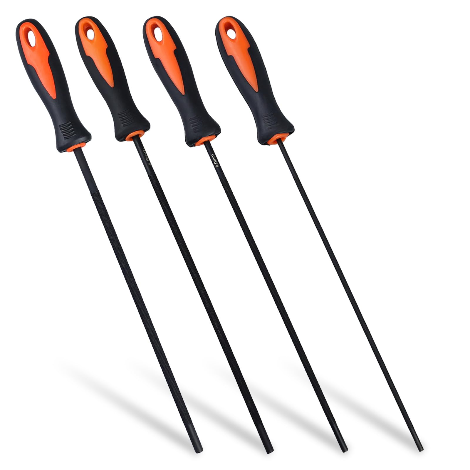 Set di lime per motosega, 4 pezzi, 3,2 mm, 4,0 mm, 4,8 mm, 5,5 mm, lime per motosega con impugnatura ergonomica, affilatura precisa per motoseghe piccole e grandi