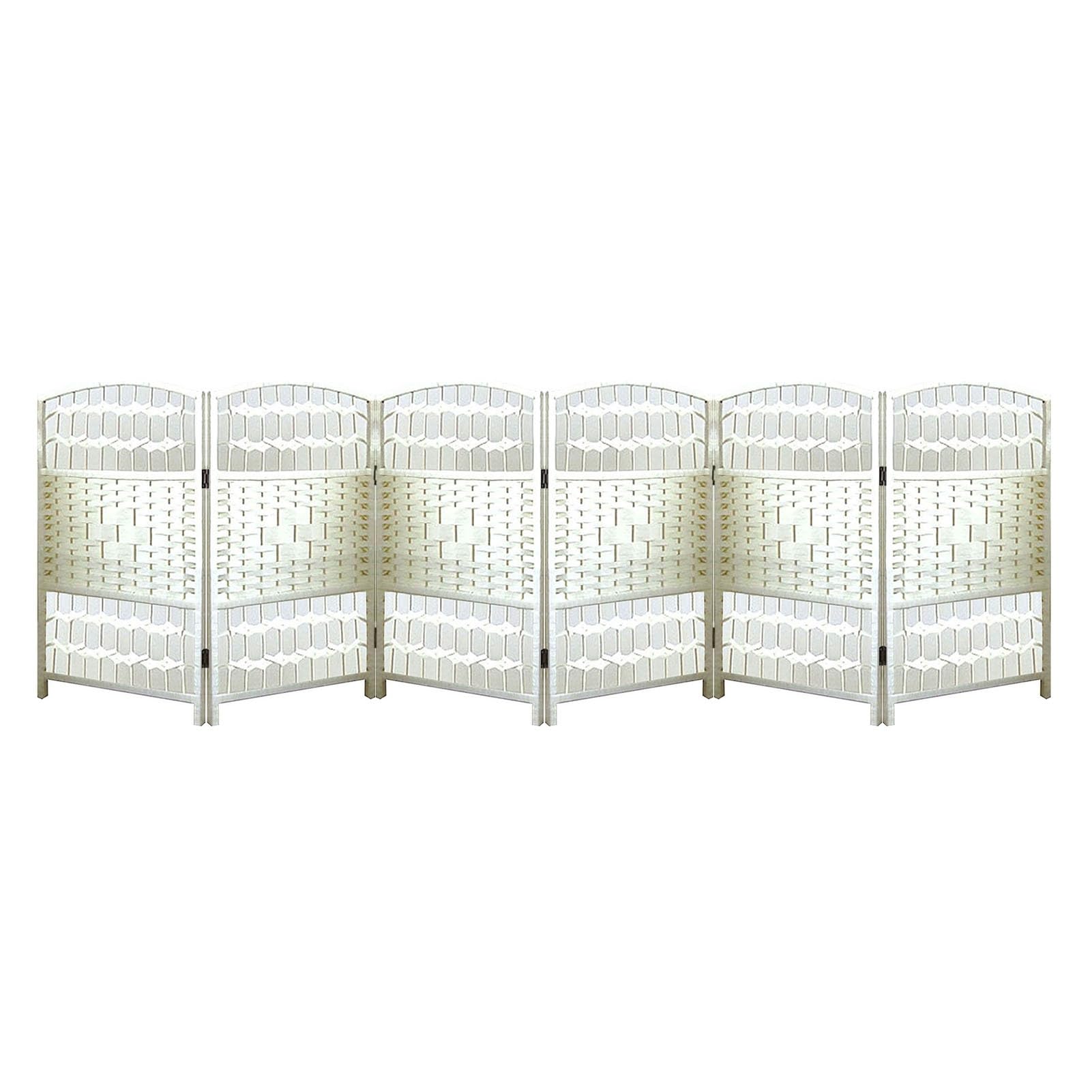 Short Room Divider,Folding Weave Blackout Privacy Screen,Indoor Portable Partition,Small Room Divider for Office Home Dorm Separation(23.62 X 11.8in)(White,23.62 x 11.81in-6pcs)