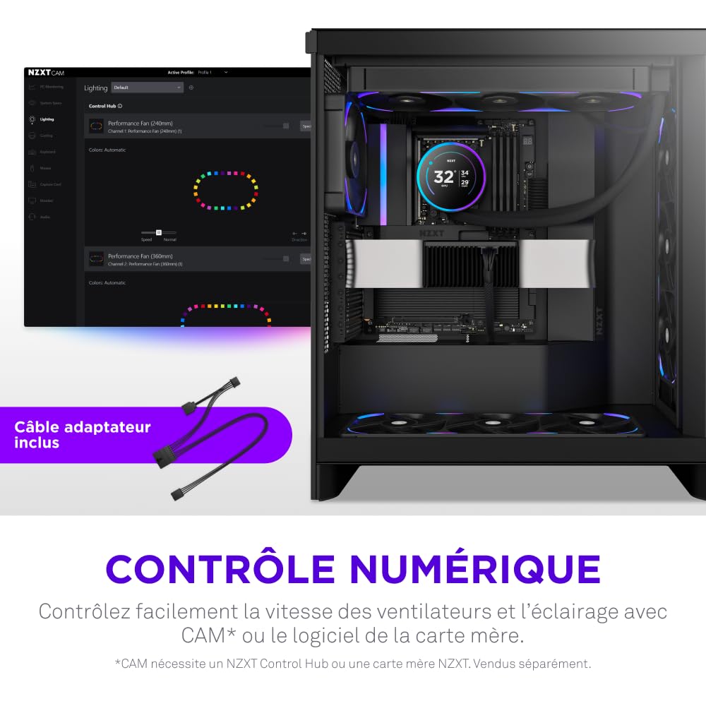 NZXT F360X - Ventilateur monobloc 360mm PWM RGB Performance - Noir