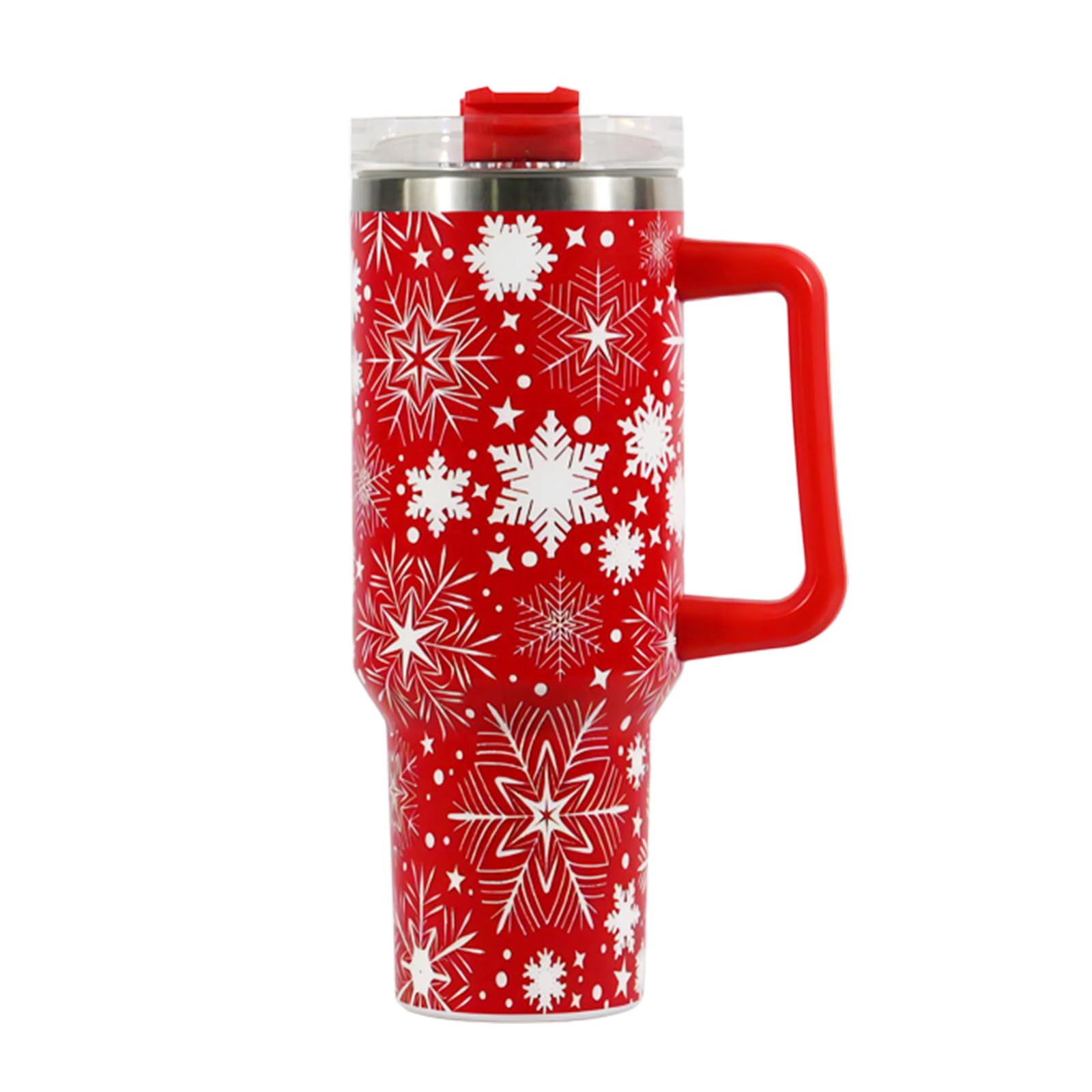 Durdiiy 40 oz Tumbler with Handle and Straw Lid, Christmas Stainless Steel Travel Mug Coffee Cup, Reusable Water Bottle Double Wall Vacuum Insulated Coffee Water Bottle for Hot and Cold Coffee (A)