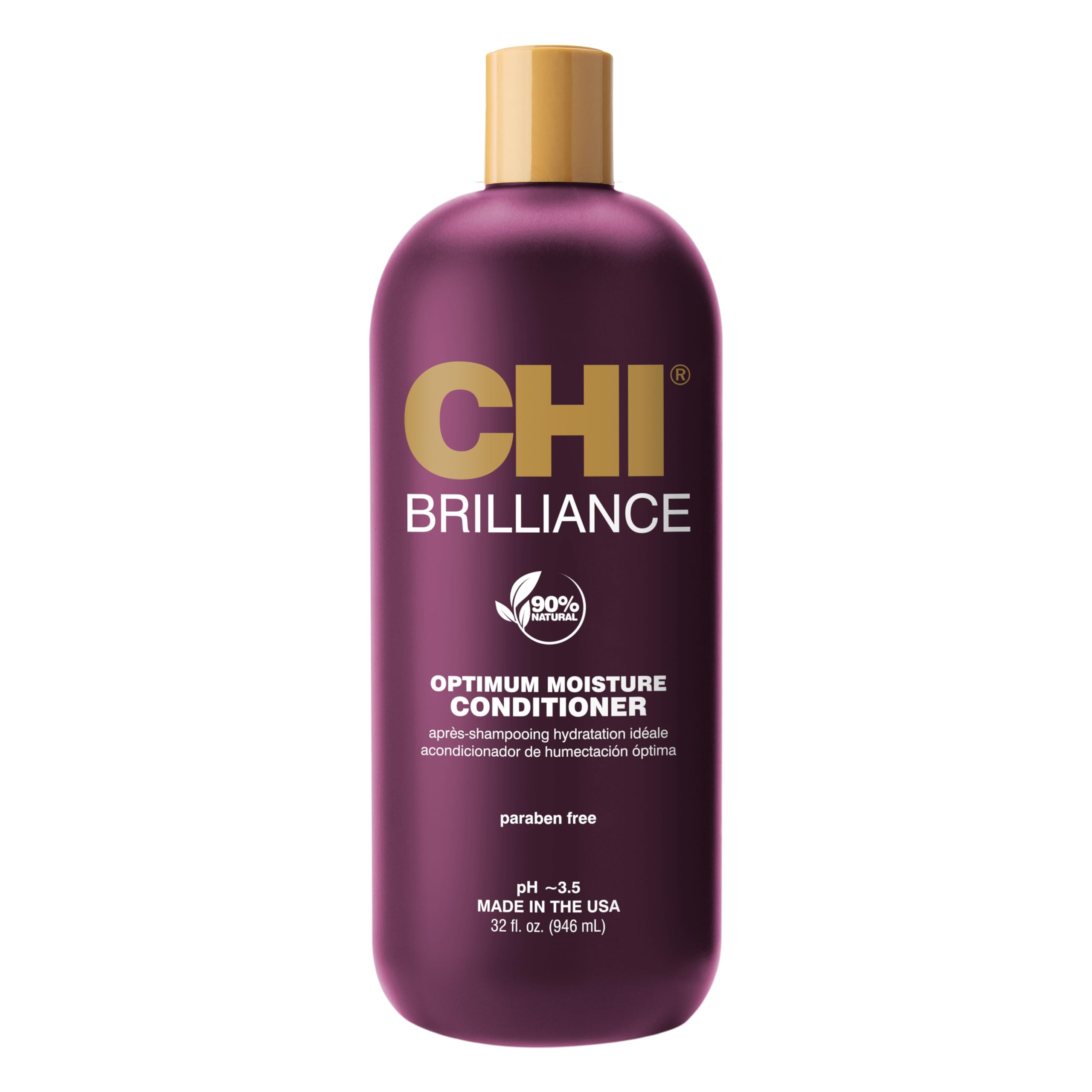 Deep Brilliance Optimum Moisture Conditioner, With Olive & Monoi Oil To Strengthen Hair, Sulfate, Paraben, & Cruelty-Free, 32 Oz
