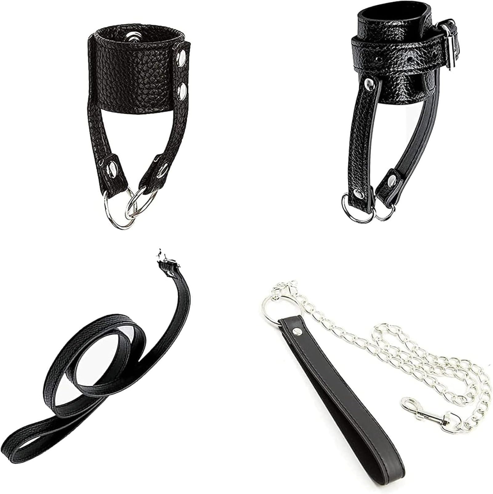 Étireur de scrotum BDSM réglable avec manchette pénienne - Kit de bondage sexuel SM