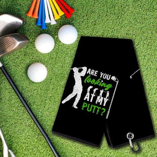 PIUFAM Printed Golf Towels for Golf Bags, Funny Golf Towel for Men, Golf Accessories for Men, Towel with Clip, Towel with Funny Words for Him, Birthday Gifts for Dad, Gifts for Christmas Thanksgiving - image 2