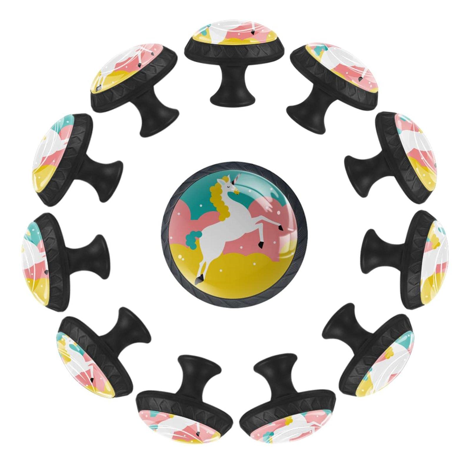 Poignées de meuble licorne debout bouton en cristal transparent lot de 12 pièces rondes