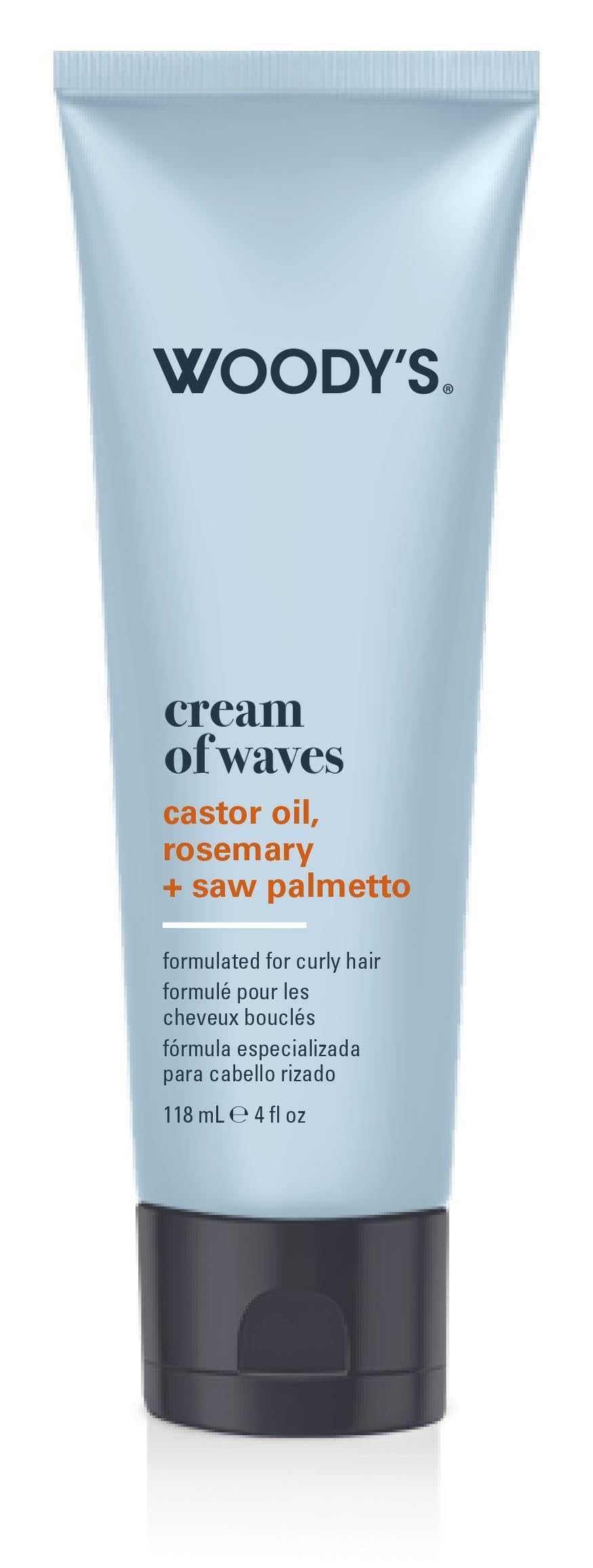 Woody's Cream of Waves – Men’s Curl Enhancing Hair Cream, Defines Waves, Reduces Frizz, Lightweight Hold Hair Styling Cream, 4 oz
