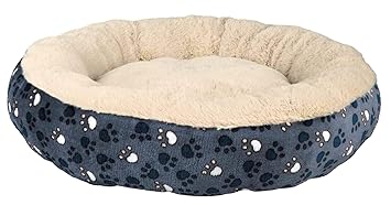 Trixie: - Tammy Donut Bed for Cats & Dogs | Polyester Cover Keeps Pet Warm & Cosy | Comes with a Removable Cushion | Non-Slip Bottom Ensures That Pet Bed Stays in Place - Blue/Beige, 50 cm