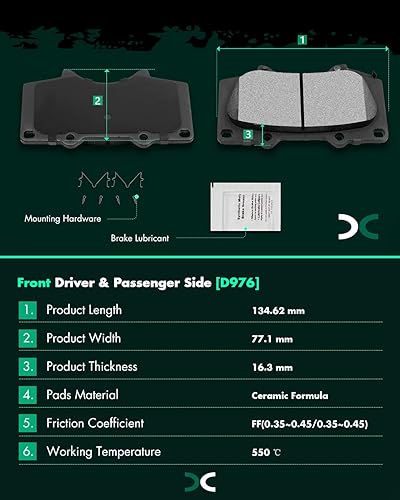 Miniatura 1094 de Kits de frenos y rotores, rotores de freno SCITOO y 8 pastillas de cerámica para 08-12 para Chrysler Town & Country, 08-12 para Dodge Grand Caravan