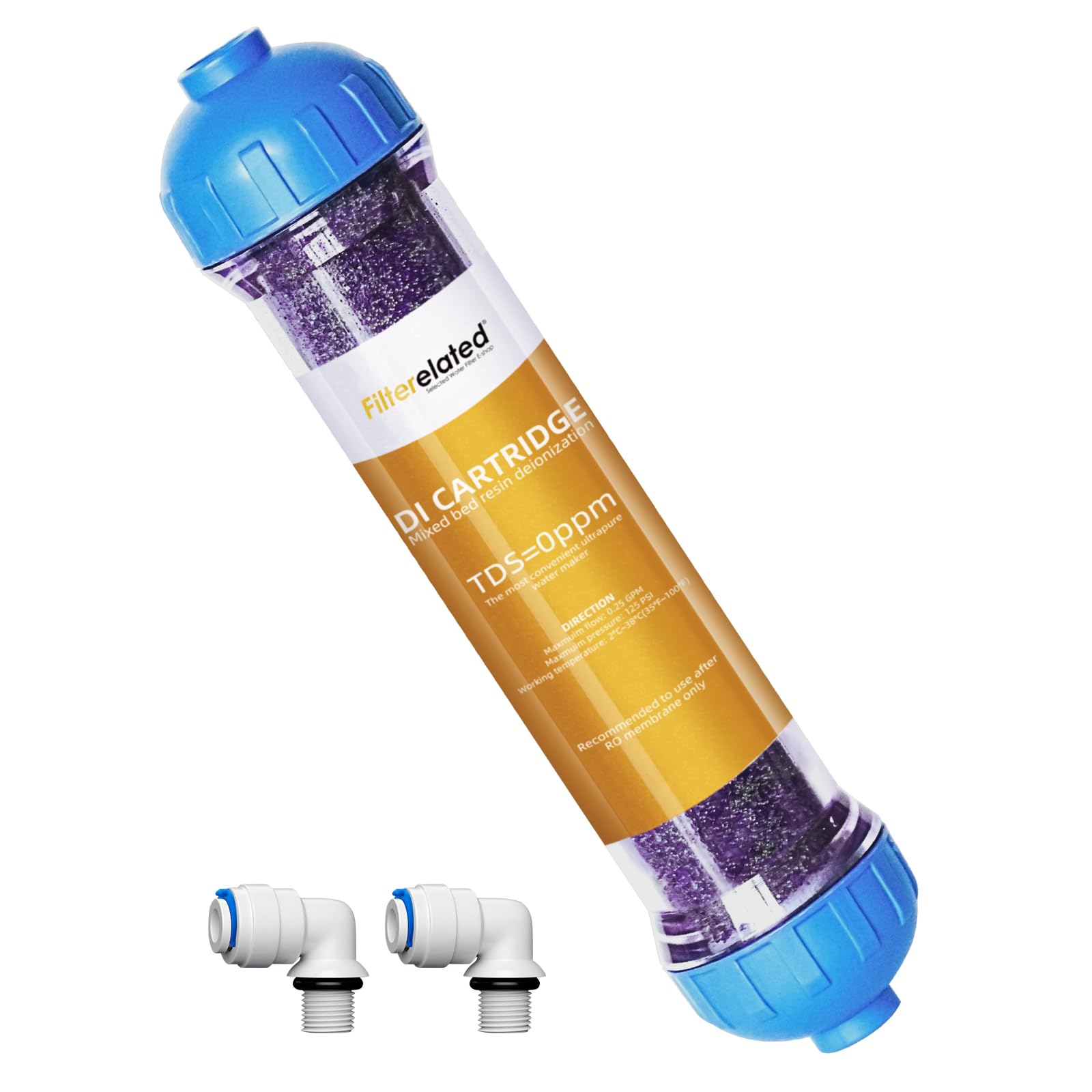 Filterelated Reduce TDS Deionized Water Filter Life Time Color Change Display DI Resin Filter Replaceable Filter Media RO Filters Replacement