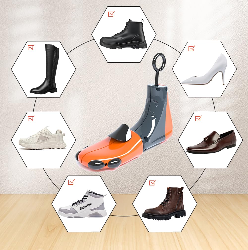 Estirador de zapatos para hombres y mujeres, ancho ajustable, expansor de zapatos, estirador de zapatos, pies anchos (2 unidades), Amarillo, L(fits US size 10-13.5；EUR size 40-47)