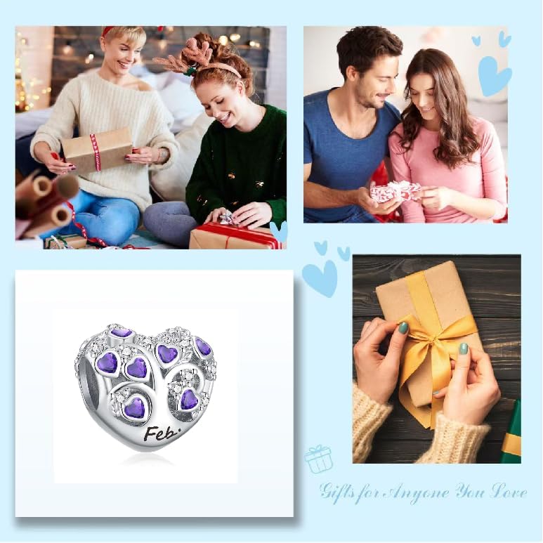 Birthstone Charms for Heart Dangle Charms for Bracelets and Necklaces, Birthday Mother's Day Christmas Jewelry Gifts For Women - Image 5