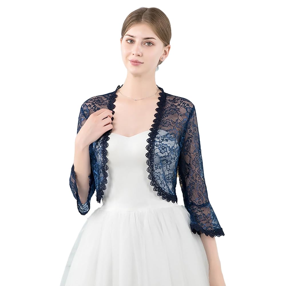 Amazon.com: Womens Lace Bolero Shrug 3/4 Sleeve Sheer Floral
