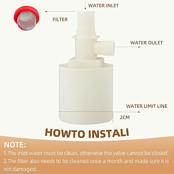 Water Float Valve, 1/2 Inlet Water Level Control Water Tank Traditional Float Valve for Automatic Water Level Control in Tanks, Pools & More 2 PCS (1/2, up inlet)