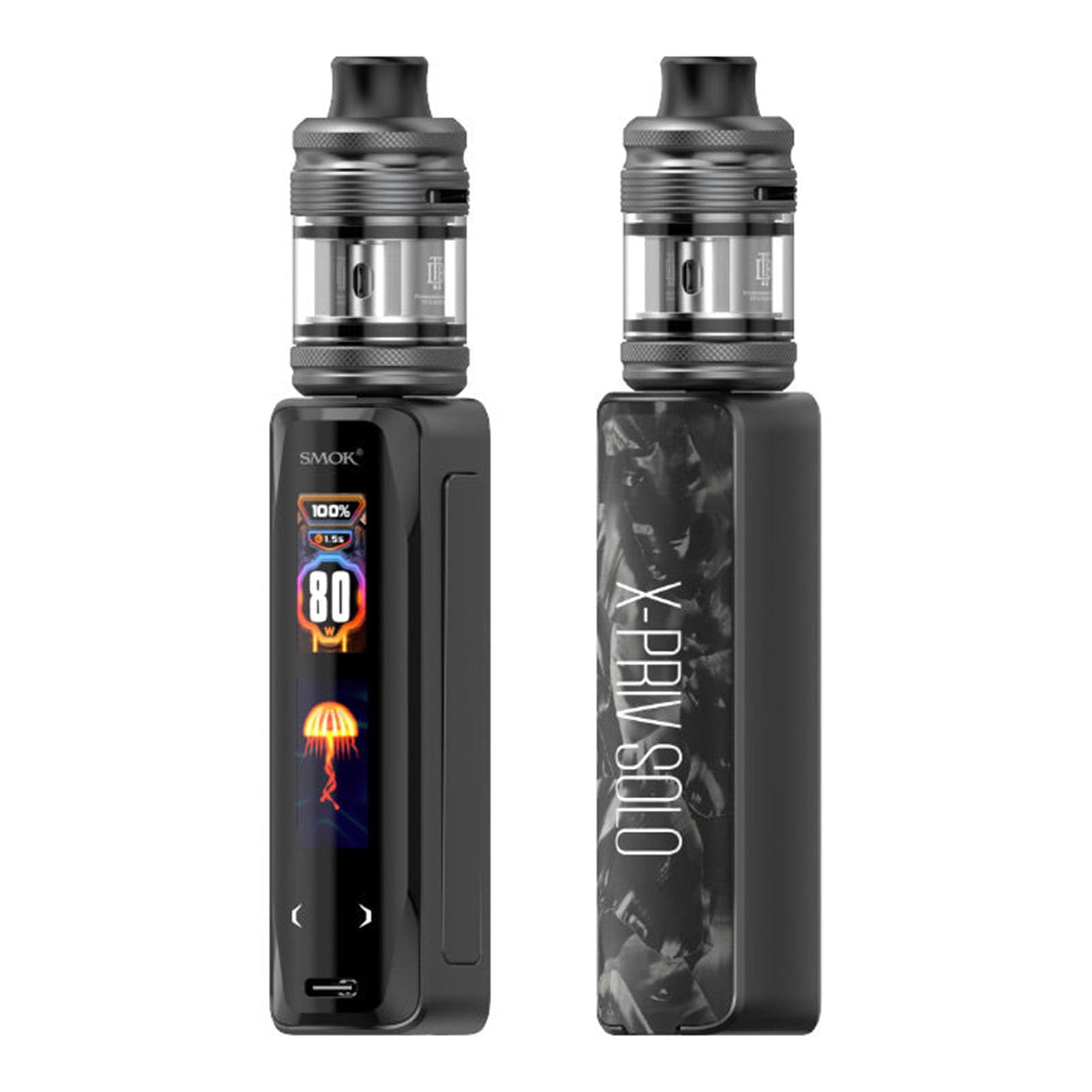 SMOKX PRIV SOLO Vaping Kit, Most Portable Sub-ohm Device, 0.96-inch TFT Smart Touch Screen, Powered by Single I8650 Battery, 2mL, E Cigarettes, E Cig, SMOK Vaping, No Nicotine (Black Shell)