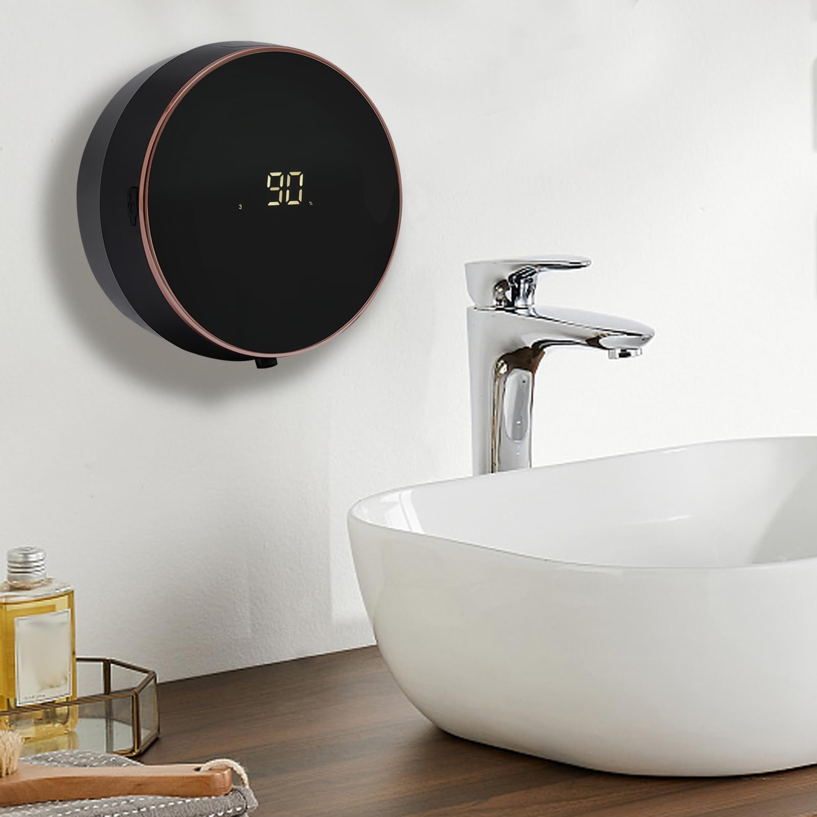 Dispenser di sapone automatico ricaricabile senza contatto automatico 300 ml per bagno cucina ufficio scuola (nero)