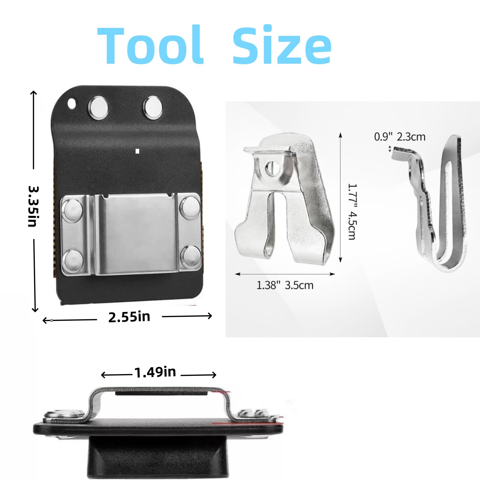 Support de perceuse pour ceinture à outils, clip de ceinture pour perceuse sans fil, visseuse à percussion, ceinture jusqu'à 5,1 cm, compatible avec les perceuses sans fil Dewalt, Milwaukee, Ryobi