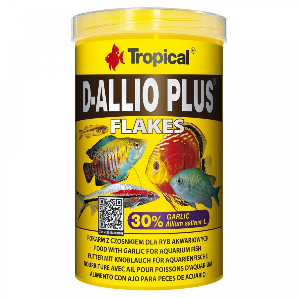 Tropical D-ALLIO PLUS 1000ml / 200g - multi-ingredient flakes with garlic for aquarium fish, including discus and marine fish