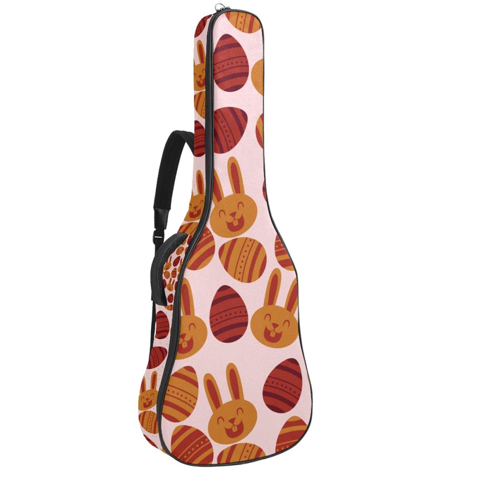 Torba na gitarę akustyczną wodoodporna gitara plecak gruby miękki wyściełany płaski 'Happy Easter Bunny Egg' klasyczna gitara etui, kolor1, 42.9x16.9x4.7 in, Organizer do torby