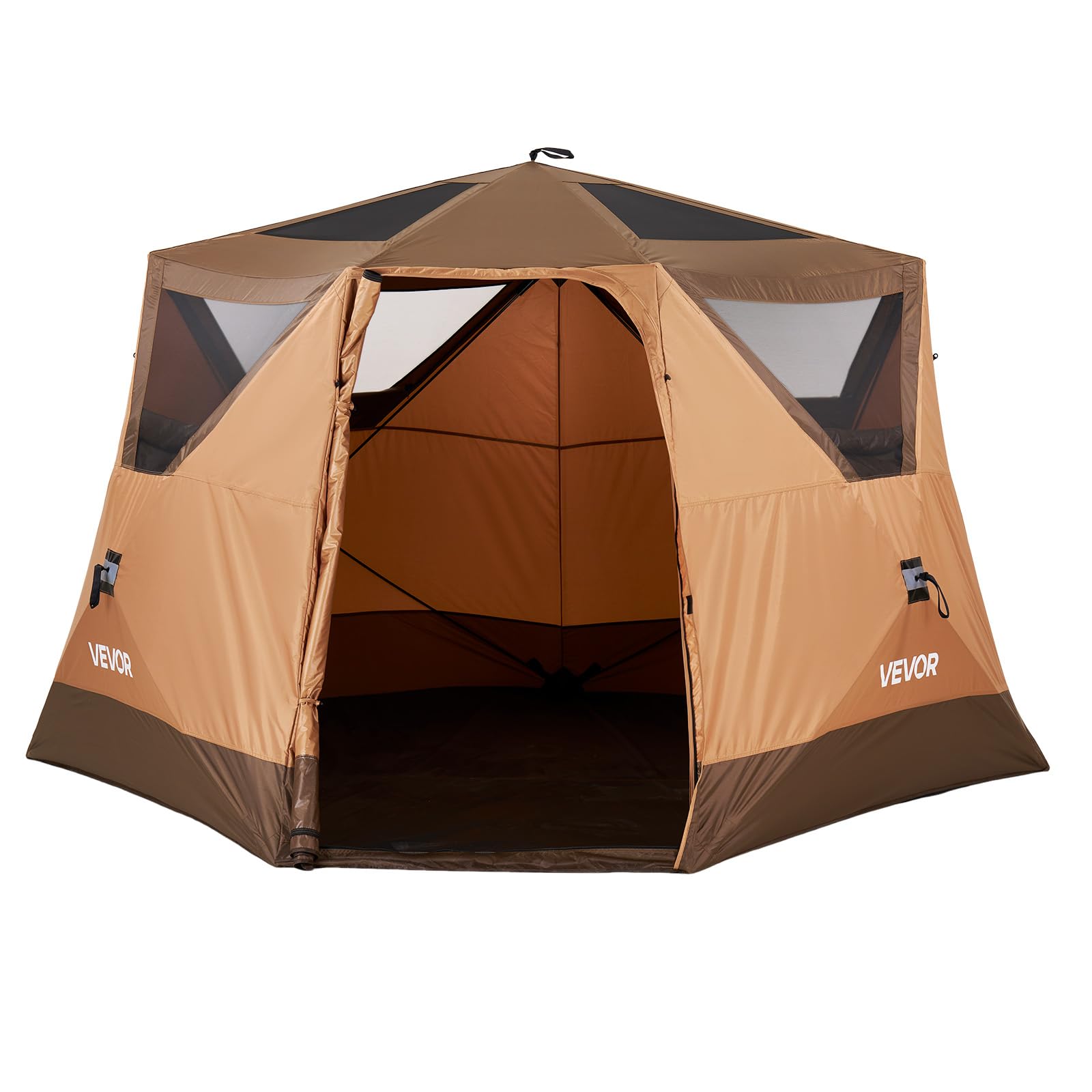 VEVOR Campingzelt 6 Personen, Pop-Up-Zelt mit Regenschutz & Netzfenstern, Schnellaufbau in 60 Sekunden, Tragbares Zelt mit Tragetasche für Familien-Camping & Wanderungen, 330x213x204 cm