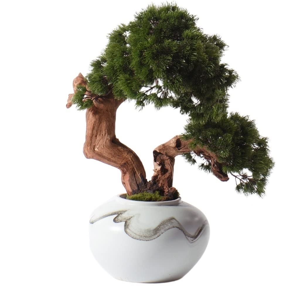 SWENEEN Home Fake Plants Artificial Bonsai Tree Ceramic Potted Plants Suitable For Home Zen Garden Living Room Desktop Decoration Potted Plants Artificial Bonsai Decoration,