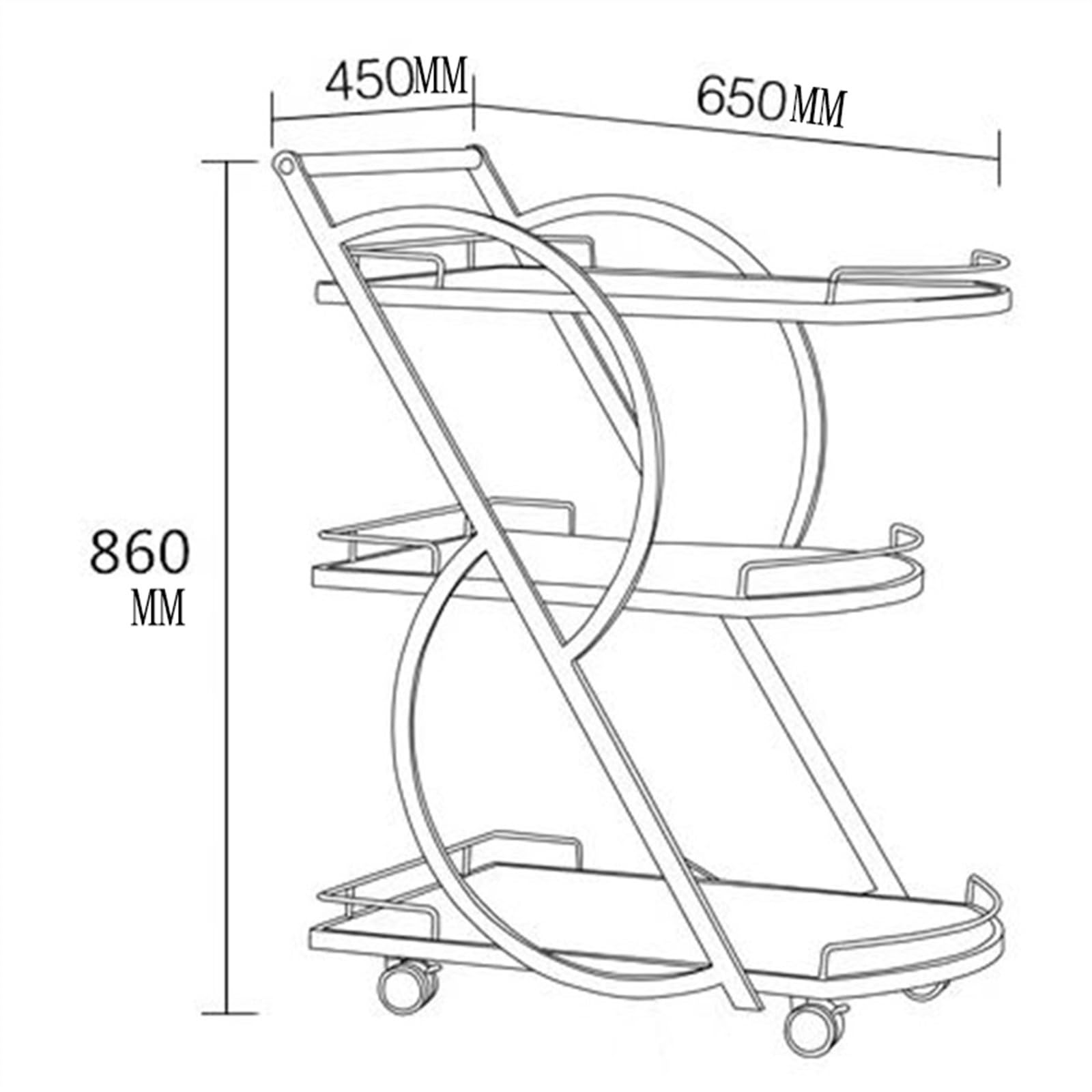 Rollwagen Barwagen mit 3 Etagen, abnehmbarem Ablagetablett, rollender Getränkewagen, mobiler Bar-Servierwagen Griff, Marmorholz und Metallrahmen, Heimküchenregal for Partys(Gold)