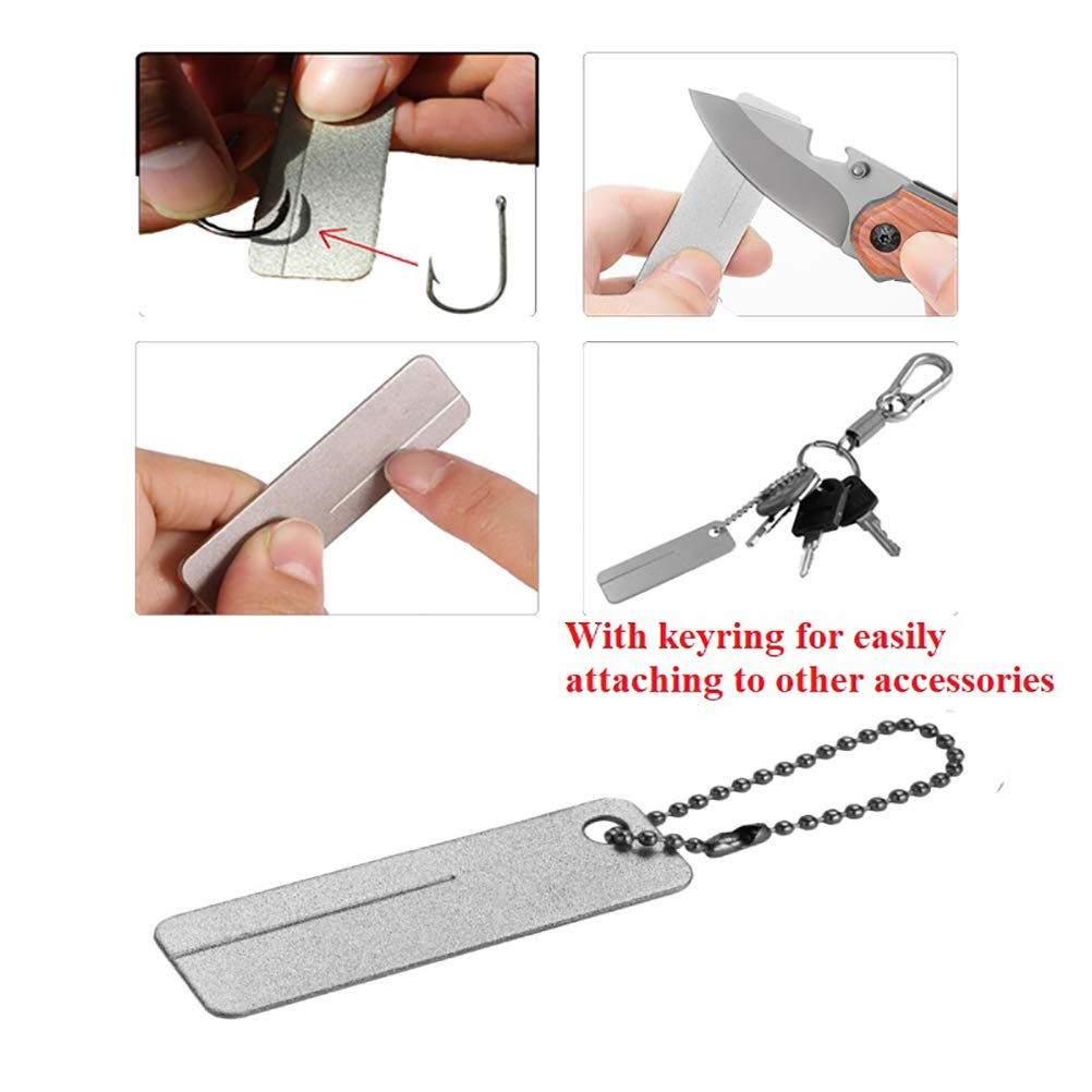 Mini afilador de Cuchillos de Bolsillo de Piedra de afilar de Diamante, afilador multifunción, afilador de anzuelos, Equipo para Acampar, Pesca