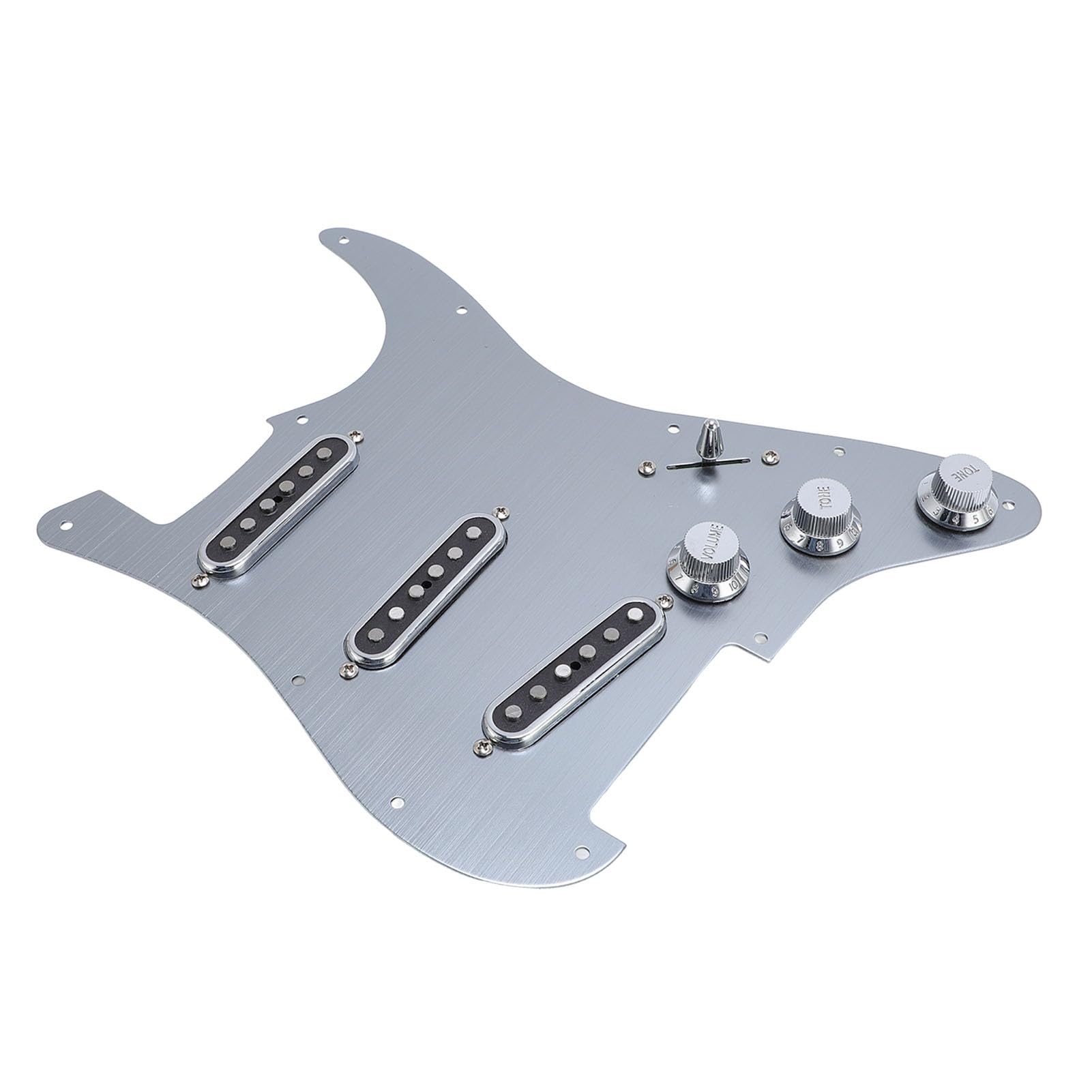 Golpeador SSS de Aleación de Aluminio, Golpeador de Guitarra con 11 Agujeros, Protectores de Púas de Guitarra Monobobina de Aleación de Aluminio, Reemplazo de Placa Rayada, Cargado SSS