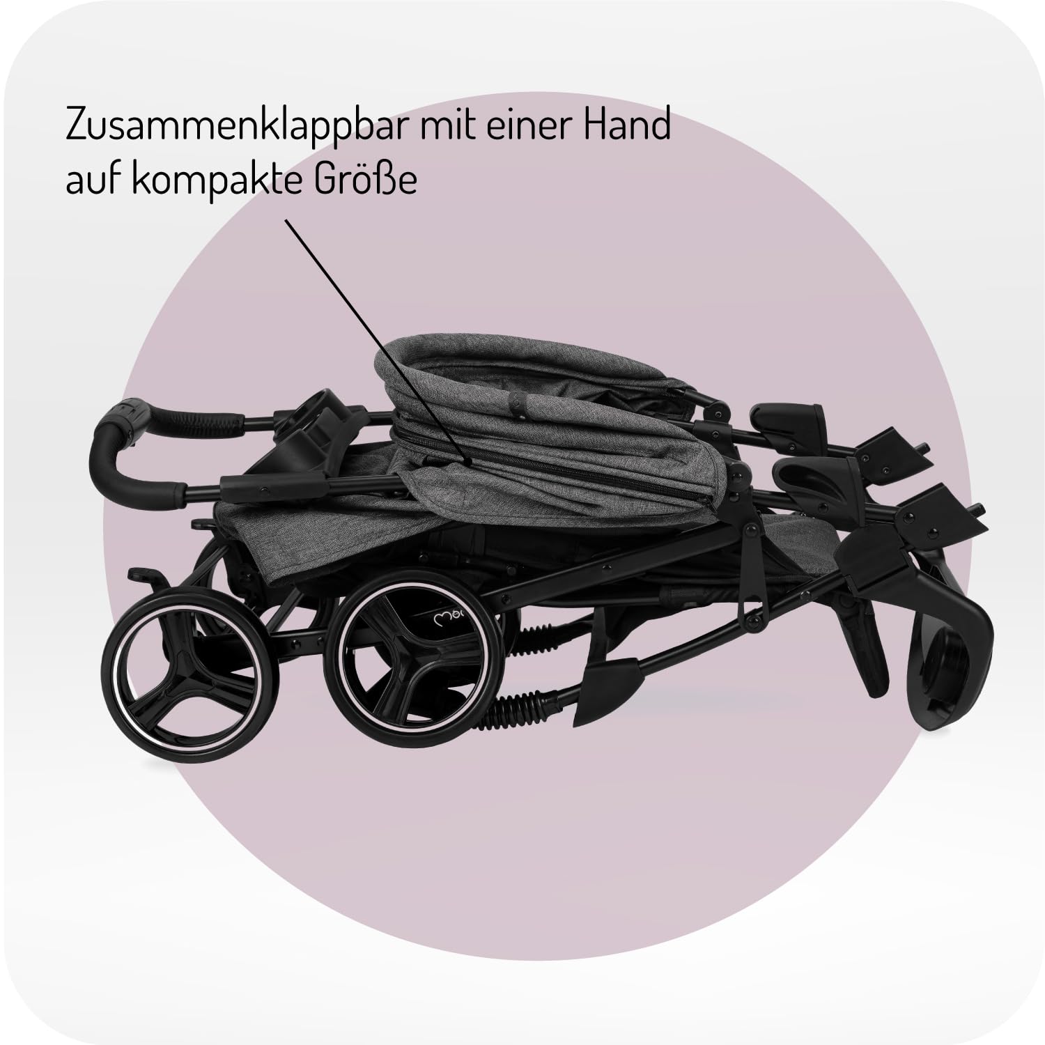 MoMi ISLA Kinderbuggy, Kinderwagen ab dem 6. Lebensmonat, bis 15 kg Körpergewicht, 5-Punkt-Sicherheitsgurt, Einkaufskorb, Fußsack, Getränkehalter, Snack-Tablett und Wickeltasche
