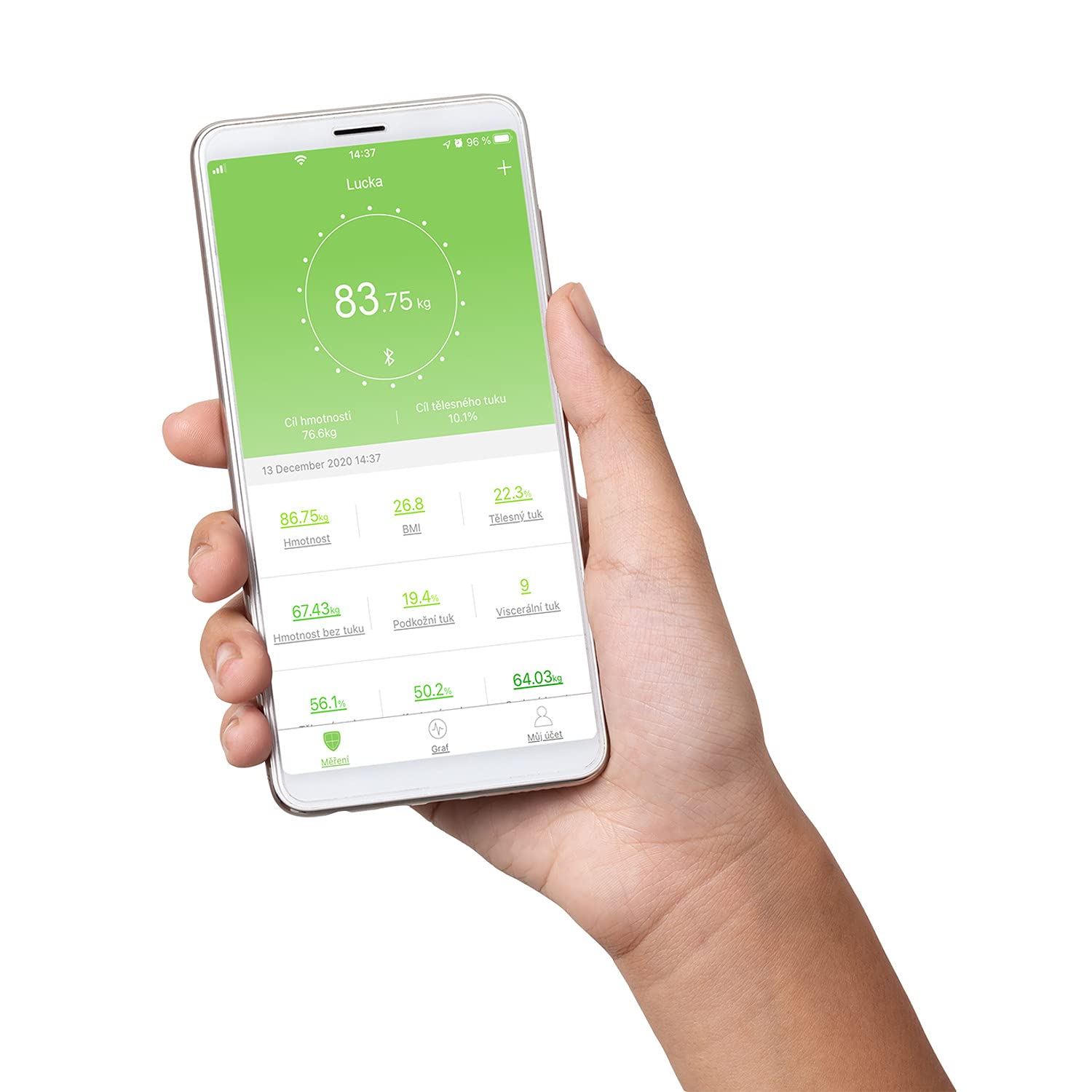 Concept VO4010 - Báscula de diagnóstico de cristal con aplicación, báscula digital, análisis corporal, báscula de grasa corporal, masa muscular, indicador LED, Bluetooth peso hasta 180 kg