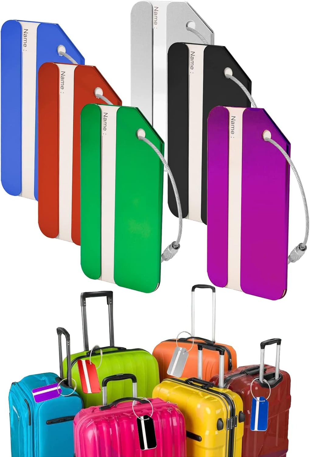 6 Pack Luggage Tag, BENIFILE Luggage Tags for Suitcases with Name ID