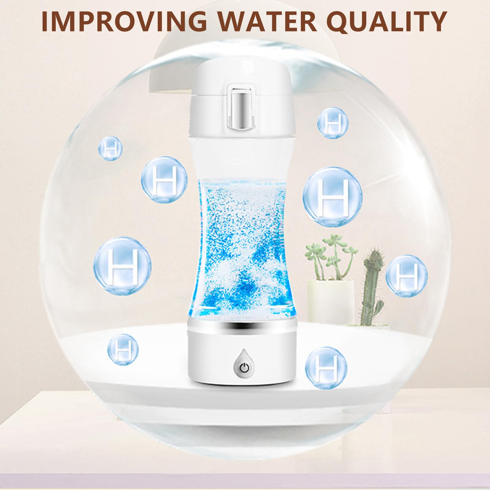 Botella Agua Hidrógenos Portátiles 380 Tecnología Electrólisis Generador Agua para Beber para Viajes Oficina En Casa Electrólisis Rápida